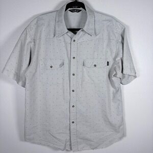 Matix Arrow Shirt Western Fit Mens Large Grey Striped Short Sleeve Button Down